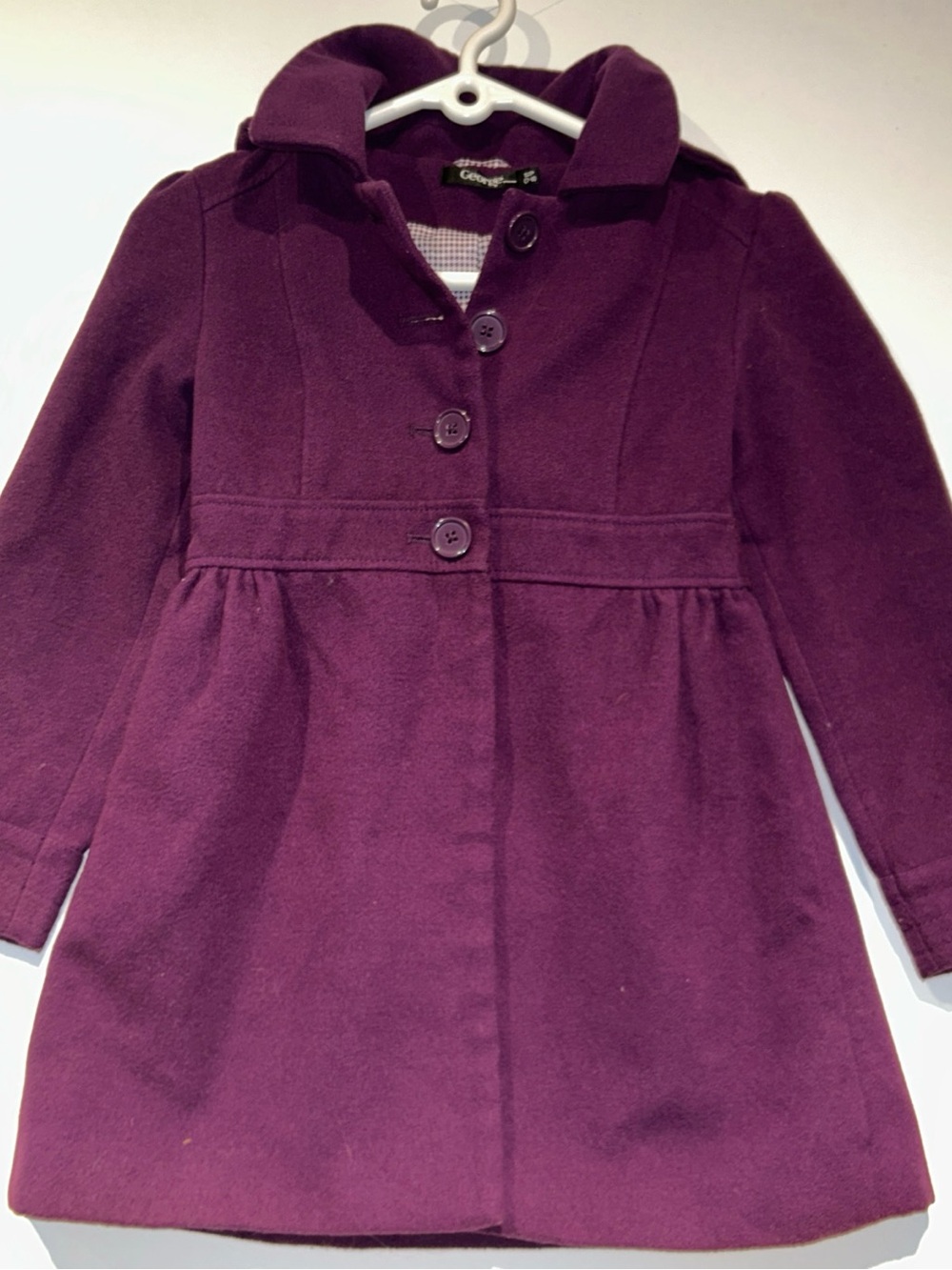 George Girls Purple Peacoat with Button Front